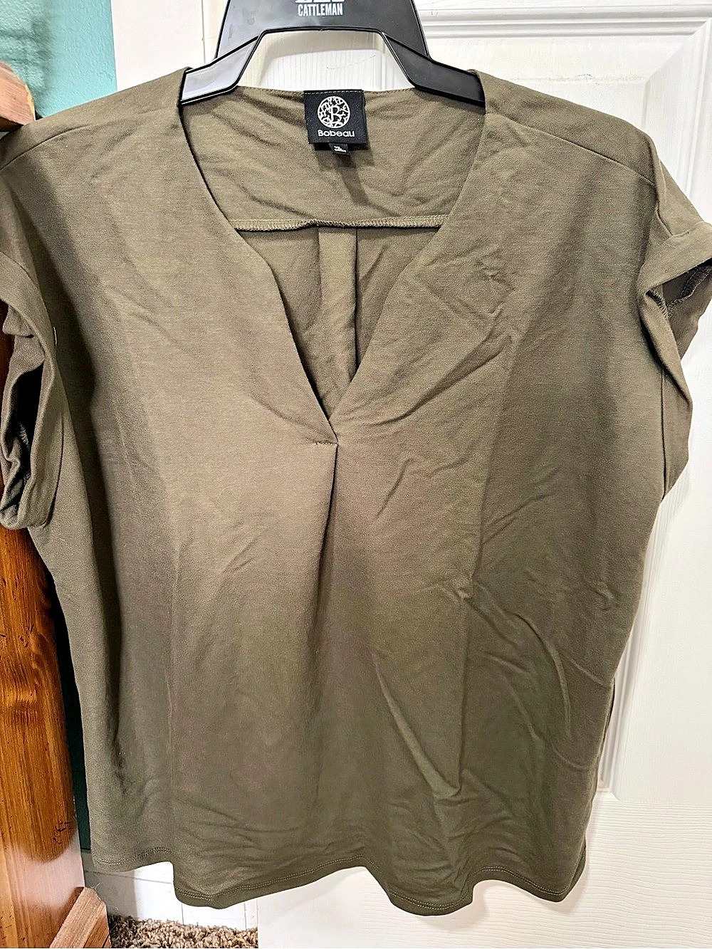Bobeau Caty Pleat Front Knit Top Green XL